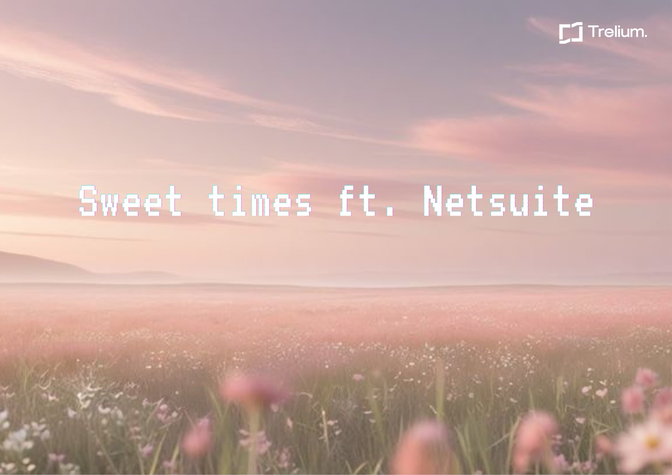 Trelium and NetSuite blog hero reading Sweet times ft. NetSuite over a pastel landscape.