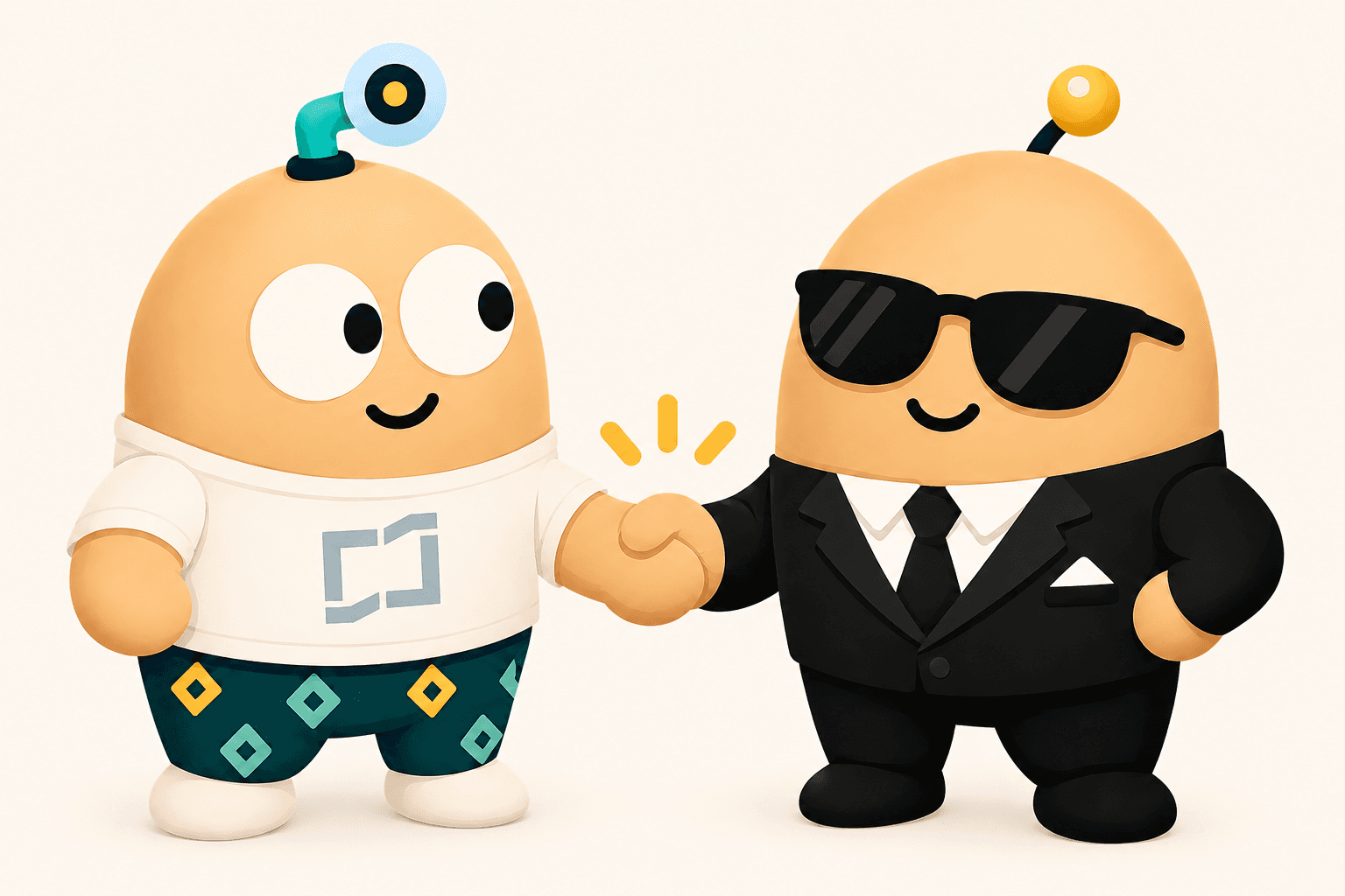 Trelium partner mascots shaking hands